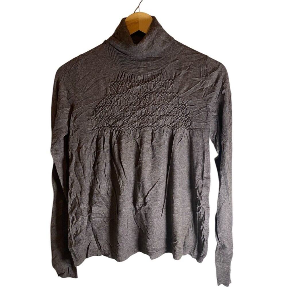 Joseph Womens Brown Turtleneck Wool Silk Cashmere Blend Long Sleeve Sweater M